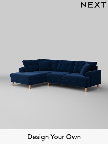 Plush Velvet Easy Clean/Navy Blue Parker Buttoned Back (W44861) | £2,325