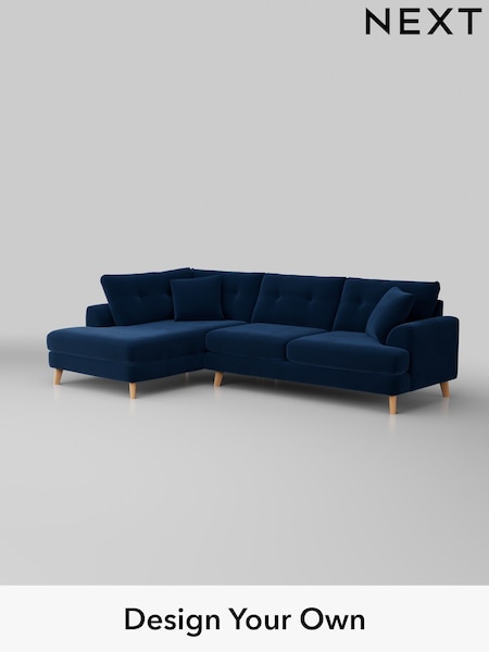 Plush Velvet Easy Clean/Navy Blue Parker Buttoned Back (W44861) | £2,425