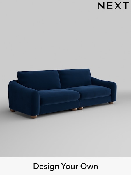 Plush Velvet Easy Clean/Navy Blue Arches (W44863) | £1,425