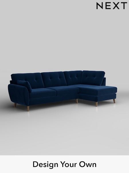 Plush Velvet Easy Clean/Navy Blue Wilson Buttoned Back (W44869) | £1,775