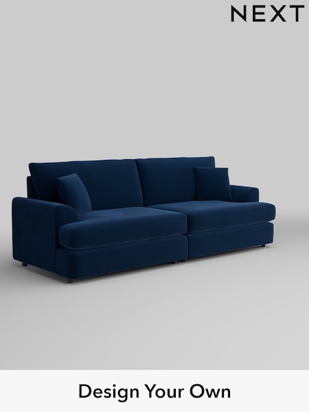 Plush Velvet Easy Clean/Navy Blue Parker Platform (W44872) | £1,475
