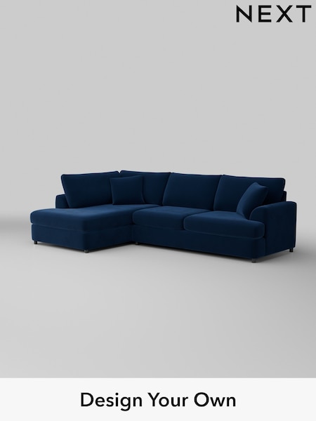 Plush Velvet Easy Clean/Navy Blue Parker Platform (W44872) | £2,350