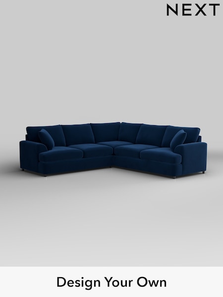 Plush Velvet Easy Clean/Navy Blue Parker Platform (W44872) | £2,725