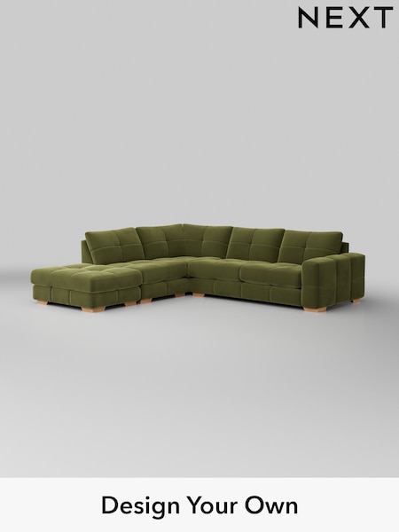 Plush Velvet Easy Clean/Mid Olive Green Brooke Deep Sit (W44875) | £2,825