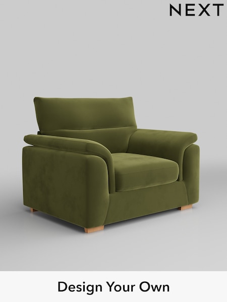 Plush Velvet Easy Clean/Mid Olive Green Hayden Highback (W44876) | £850