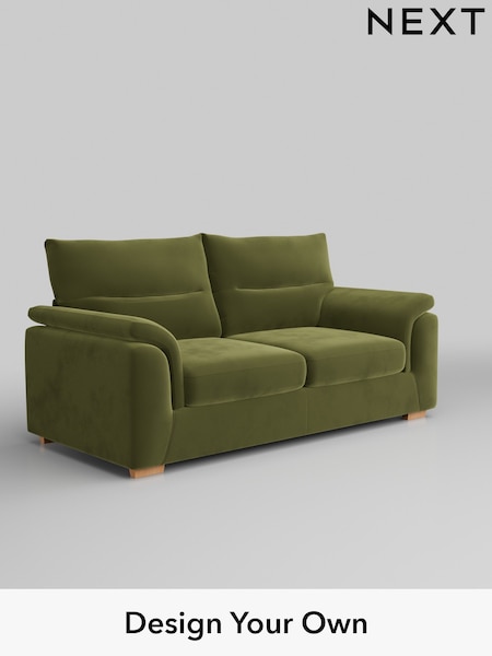 Plush Velvet Easy Clean/Mid Olive Green Hayden Highback (W44876) | £1,225