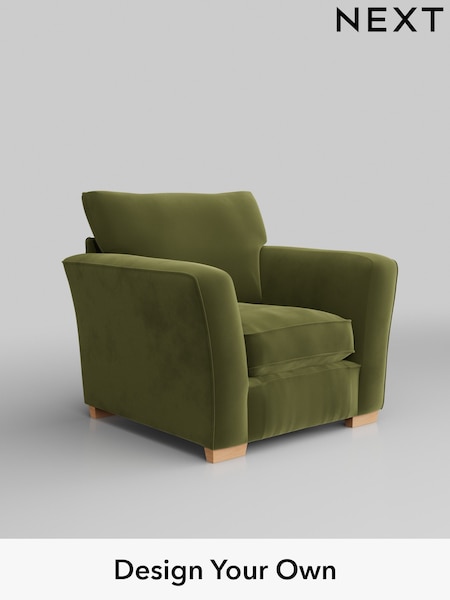 Plush Velvet Easy Clean/Mid Olive Green Heath Highback (W44877) | £750