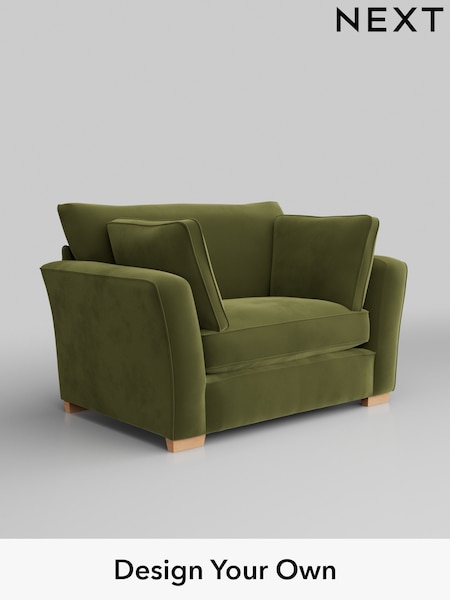 Plush Velvet Easy Clean/Mid Olive Green Heath Highback (W44877) | £850