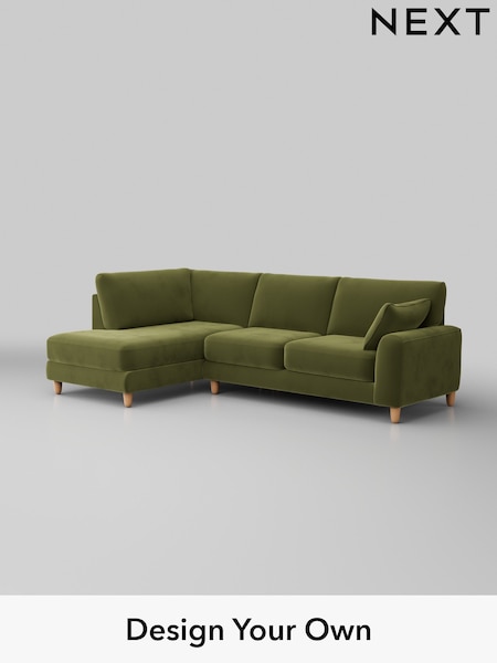Plush Velvet Easy Clean/Mid Olive Green Campbell (W44882) | £1,875