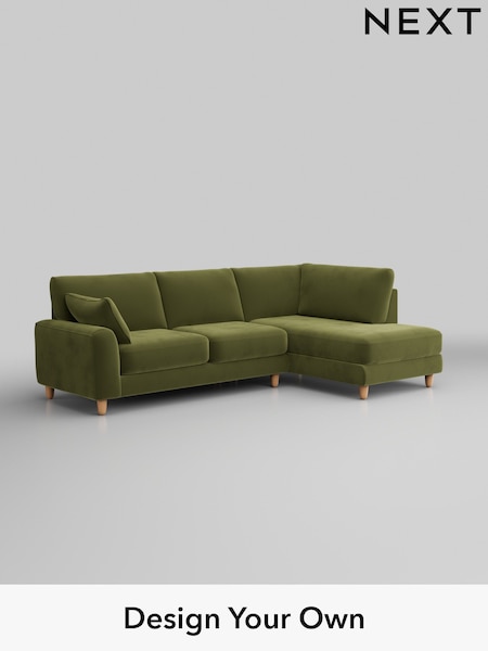 Plush Velvet Easy Clean/Mid Olive Green Campbell (W44882) | £1,875