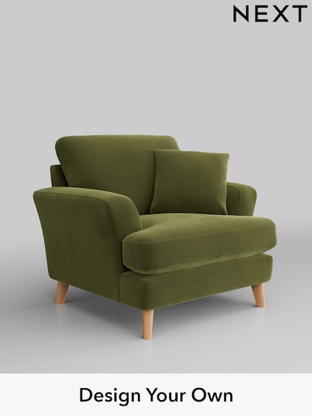 Plush Velvet Easy Clean/Mid Olive Green Conway Relaxed Sit (W44883) | £875