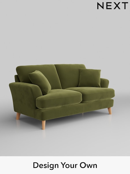 Plush Velvet Easy Clean/Mid Olive Green Conway Relaxed Sit (W44883) | £1,250