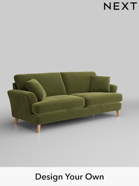 Plush Velvet Easy Clean/Mid Olive Green Conway Relaxed Sit (W44883) | £1,450