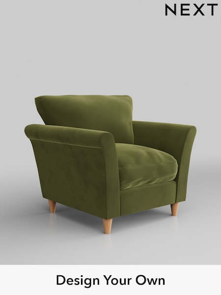 Plush Velvet Easy Clean/Mid Olive Green Hartley Relaxed Sit (W44884) | £825