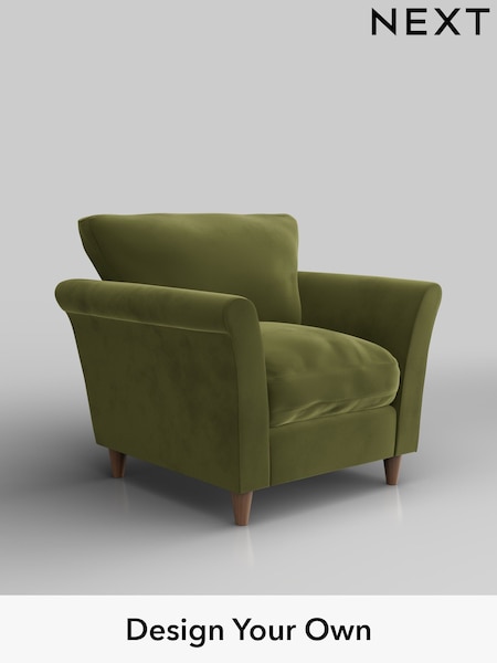 Plush Velvet Easy Clean/Mid Olive Green Hartley Relaxed Sit (W44884) | £825