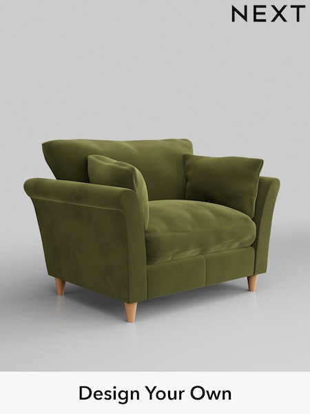 Plush Velvet Easy Clean/Mid Olive Green Hartley Relaxed Sit (W44884) | £925