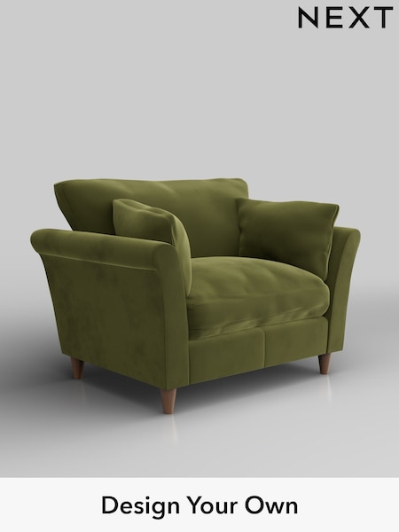 Plush Velvet Easy Clean/Mid Olive Green Hartley Relaxed Sit (W44884) | £925