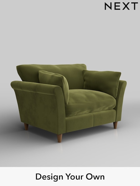 Plush Velvet Easy Clean/Mid Olive Green Hartley Relaxed Sit (W44884) | £1,025
