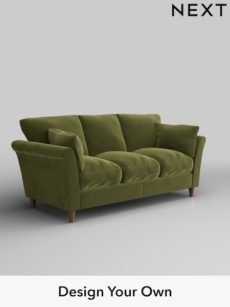 Plush Velvet Easy Clean/Mid Olive Green Hartley Relaxed Sit (W44884) | £1,275