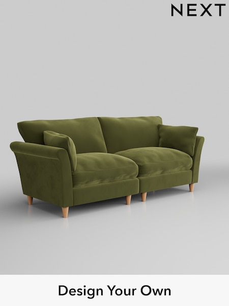 Plush Velvet Easy Clean/Mid Olive Green Hartley Relaxed Sit (W44884) | £1,375
