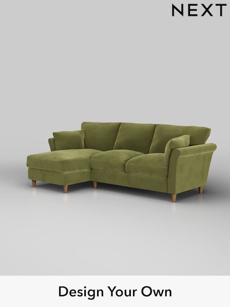 Plush Velvet Easy Clean/Mid Olive Green Hartley Relaxed Sit (W44884) | £1,899