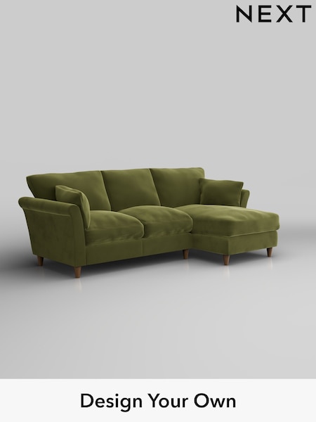 Plush Velvet Easy Clean/Mid Olive Green Hartley Relaxed Sit (W44884) | £1,899