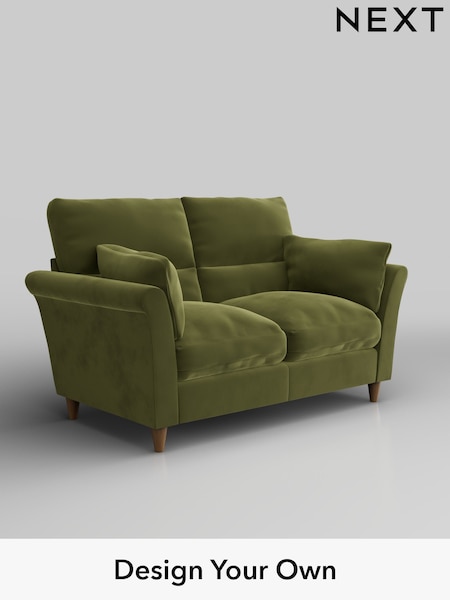 Plush Velvet Easy Clean/Mid Olive Green Hartley Highback Relaxed Sit (W44885) | £1,125