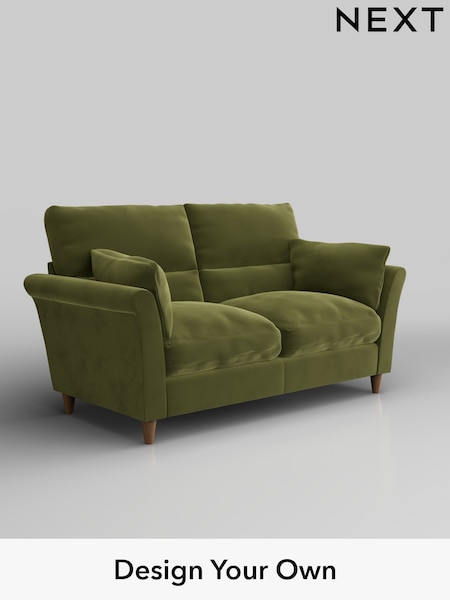 Plush Velvet Easy Clean/Mid Olive Green Hartley Highback Relaxed Sit (W44885) | £1,225