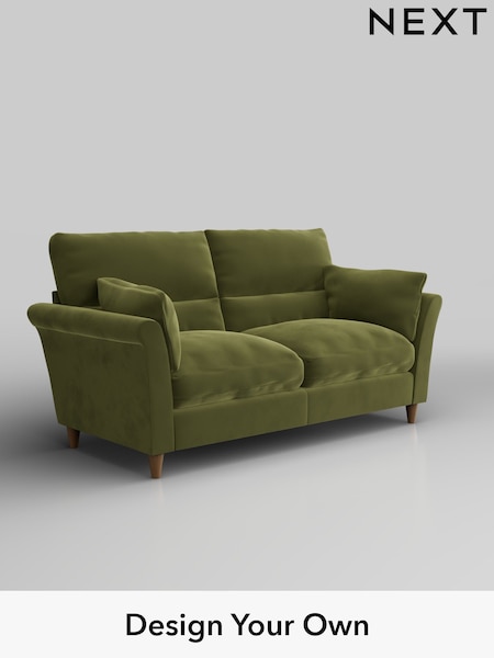 Plush Velvet Easy Clean/Mid Olive Green Hartley Highback Relaxed Sit (W44885) | £1,325