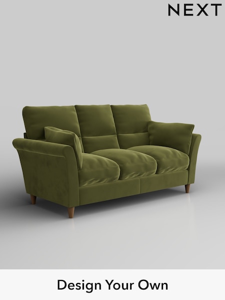 Plush Velvet Easy Clean/Mid Olive Green Hartley Highback Relaxed Sit (W44885) | £1,325