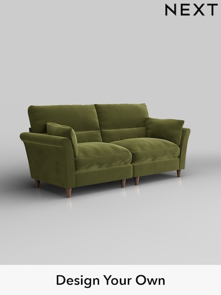 Plush Velvet Easy Clean/Mid Olive Green Hartley Highback Relaxed Sit (W44885) | £1,425