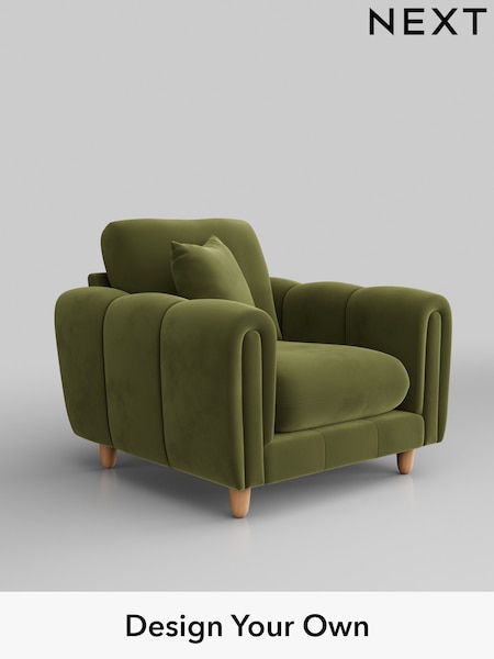 Plush Velvet Easy Clean/Mid Olive Green Odella (W44886) | £875