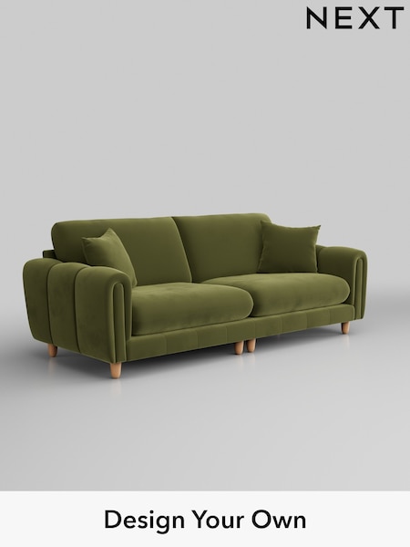 Plush Velvet Easy Clean/Mid Olive Green Odella (W44886) | £1,475