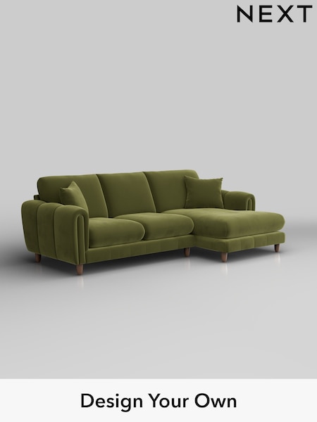 Plush Velvet Easy Clean/Mid Olive Green Odella (W44886) | £1,950