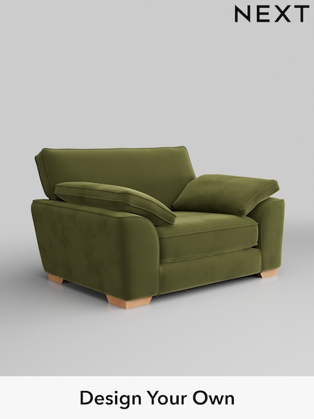Plush Velvet Easy Clean/Mid Olive Green Stamford Grand Relaxed Sit (W44887) | £1,299