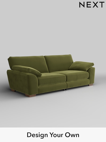 Plush Velvet Easy Clean/Mid Olive Green Stamford Grand Relaxed Sit (W44887) | £1,799