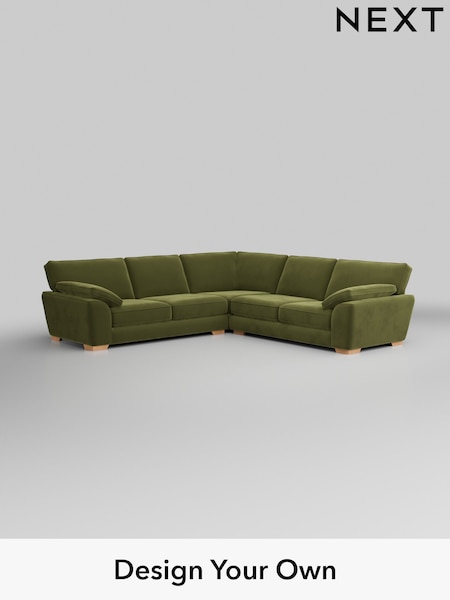 Plush Velvet Easy Clean/Mid Olive Green Stamford Grand Relaxed Sit (W44887) | £3,025
