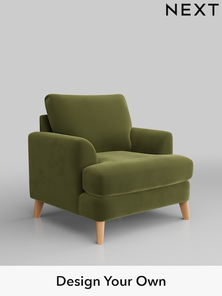 Plush Velvet Easy Clean/Mid Olive Green Parker (W44888) | £875