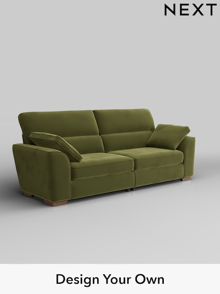 Plush Velvet Easy Clean/Mid Olive Green Stamford Highback (W44889) | £1,399