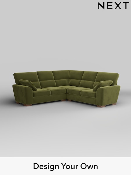Plush Velvet Easy Clean/Mid Olive Green Stamford Highback (W44889) | £2,425