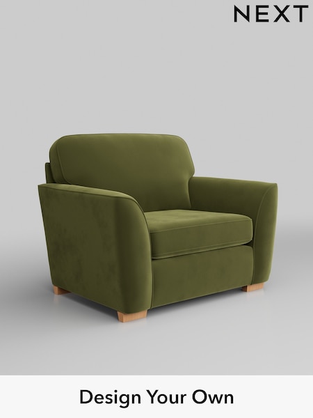 Plush Velvet Easy Clean/Mid Olive Green Malvern (W44890) | £725