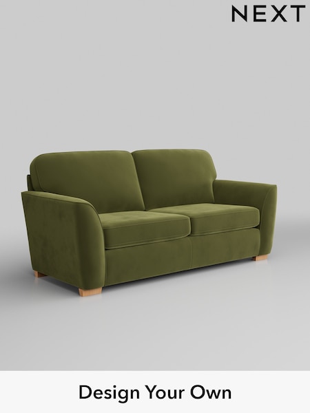 Plush Velvet Easy Clean/Mid Olive Green Malvern (W44890) | £1,075