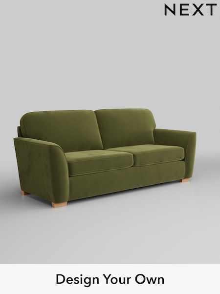 Plush Velvet Easy Clean/Mid Olive Green Malvern (W44890) | £1,175
