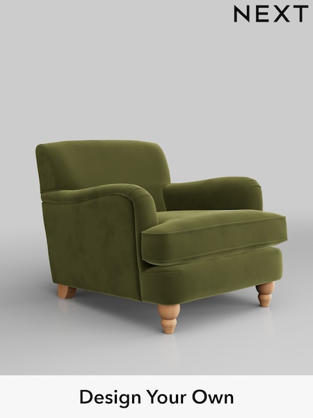 Plush Velvet Easy Clean/Mid Olive Green Lilly Ii (W44891) | £650