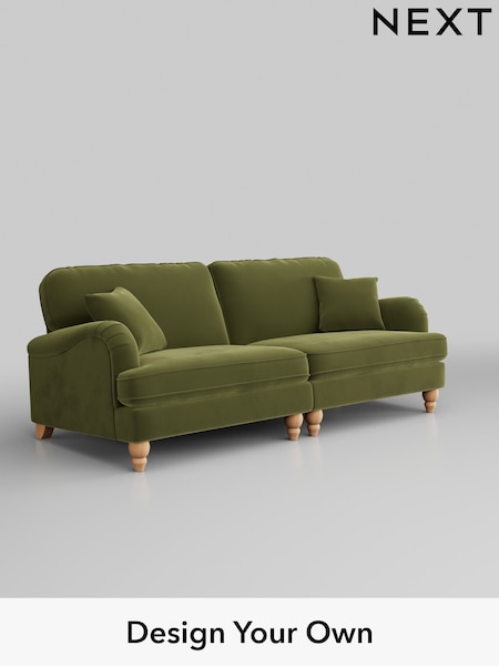 Plush Velvet Easy Clean/Mid Olive Green Lilly Ii (W44891) | £1,150