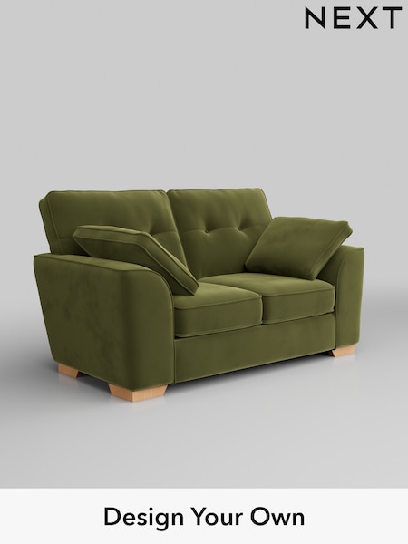 Plush Velvet Easy Clean/Mid Olive Green Stamford Buttoned Back (W44892) | £1,099