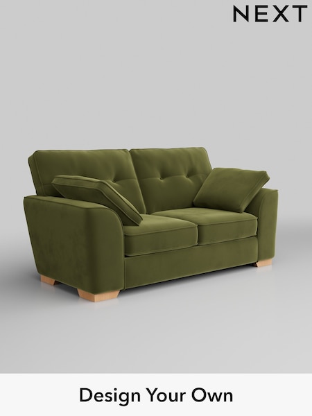 Plush Velvet Easy Clean/Mid Olive Green Stamford Buttoned Back (W44892) | £1,199