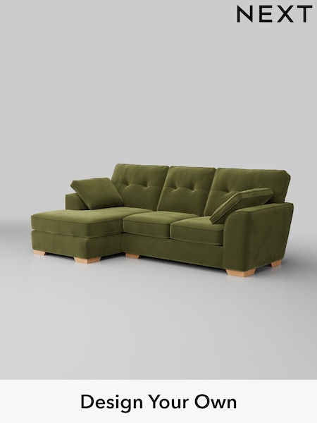 Plush Velvet Easy Clean/Mid Olive Green Stamford Buttoned Back (W44892) | £1,875