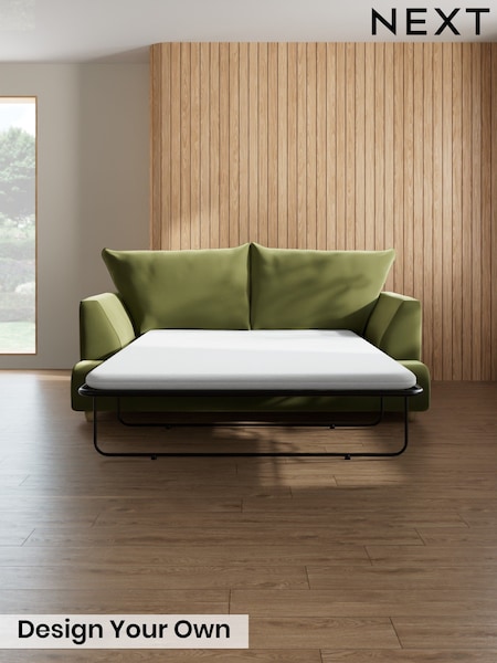 Plush Velvet Easy Clean/Mid Olive Green - Noa Deep Relaxed Sit