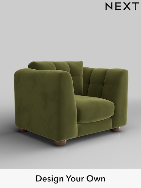 Plush Velvet Easy Clean/Mid Olive Green Jasmine (W44899) | £1,075